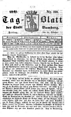 Tag-Blatt der Stadt Bamberg (Bamberger Tagblatt) Freitag 31. Oktober 1845