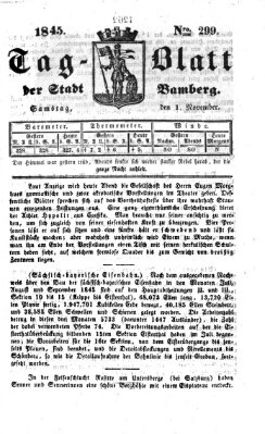 Tag-Blatt der Stadt Bamberg (Bamberger Tagblatt) Samstag 1. November 1845