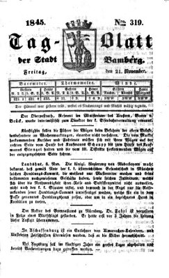 Tag-Blatt der Stadt Bamberg (Bamberger Tagblatt) Freitag 21. November 1845