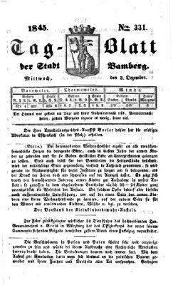 Tag-Blatt der Stadt Bamberg (Bamberger Tagblatt) Mittwoch 3. Dezember 1845