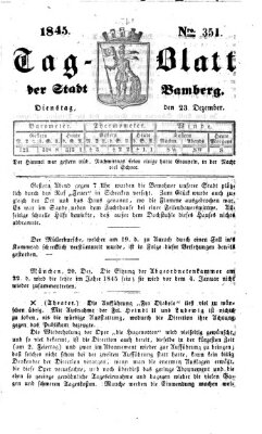 Tag-Blatt der Stadt Bamberg (Bamberger Tagblatt) Dienstag 23. Dezember 1845