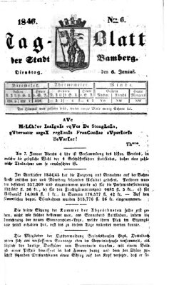 Tag-Blatt der Stadt Bamberg (Bamberger Tagblatt) Dienstag 6. Januar 1846