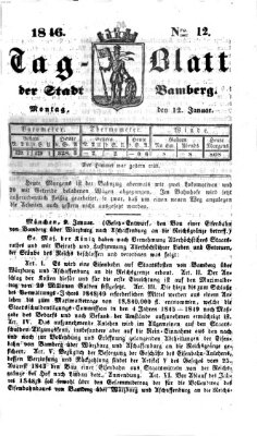 Tag-Blatt der Stadt Bamberg (Bamberger Tagblatt) Montag 12. Januar 1846