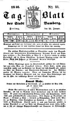 Tag-Blatt der Stadt Bamberg (Bamberger Tagblatt) Freitag 23. Januar 1846