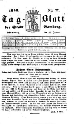 Tag-Blatt der Stadt Bamberg (Bamberger Tagblatt) Dienstag 27. Januar 1846