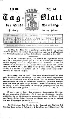 Tag-Blatt der Stadt Bamberg (Bamberger Tagblatt) Freitag 20. Februar 1846