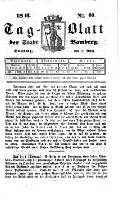 Tag-Blatt der Stadt Bamberg (Bamberger Tagblatt) Sonntag 1. März 1846