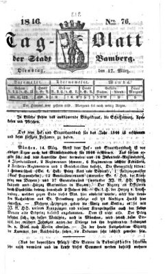 Tag-Blatt der Stadt Bamberg (Bamberger Tagblatt) Dienstag 17. März 1846