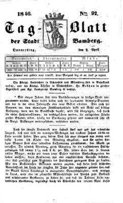 Tag-Blatt der Stadt Bamberg (Bamberger Tagblatt) Donnerstag 2. April 1846