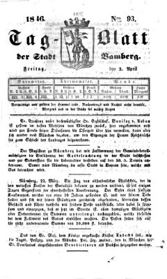 Tag-Blatt der Stadt Bamberg (Bamberger Tagblatt) Freitag 3. April 1846