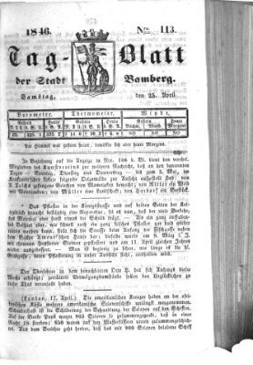 Tag-Blatt der Stadt Bamberg (Bamberger Tagblatt) Samstag 25. April 1846