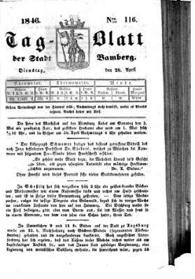 Tag-Blatt der Stadt Bamberg (Bamberger Tagblatt) Dienstag 28. April 1846