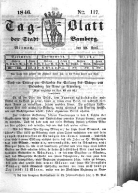 Tag-Blatt der Stadt Bamberg (Bamberger Tagblatt) Mittwoch 29. April 1846