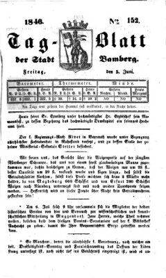 Tag-Blatt der Stadt Bamberg (Bamberger Tagblatt) Freitag 5. Juni 1846