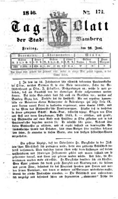 Tag-Blatt der Stadt Bamberg (Bamberger Tagblatt) Freitag 26. Juni 1846