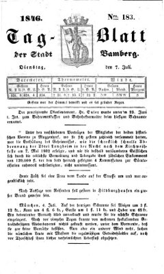 Tag-Blatt der Stadt Bamberg (Bamberger Tagblatt) Dienstag 7. Juli 1846