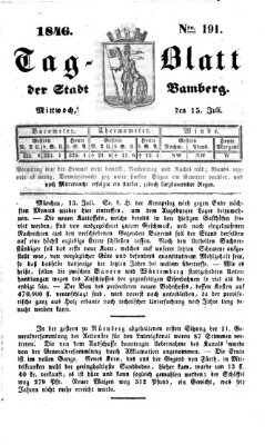 Tag-Blatt der Stadt Bamberg (Bamberger Tagblatt) Mittwoch 15. Juli 1846