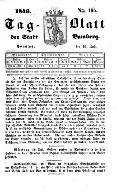 Tag-Blatt der Stadt Bamberg (Bamberger Tagblatt) Sonntag 19. Juli 1846