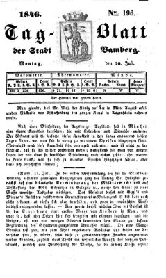 Tag-Blatt der Stadt Bamberg (Bamberger Tagblatt) Montag 20. Juli 1846