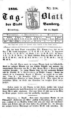 Tag-Blatt der Stadt Bamberg (Bamberger Tagblatt) Dienstag 11. August 1846