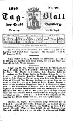 Tag-Blatt der Stadt Bamberg (Bamberger Tagblatt) Sonntag 16. August 1846