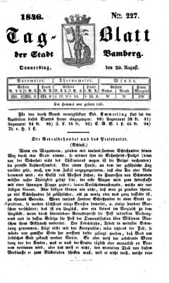 Tag-Blatt der Stadt Bamberg (Bamberger Tagblatt) Donnerstag 20. August 1846