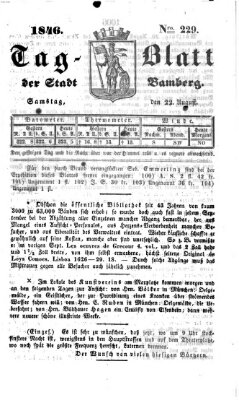 Tag-Blatt der Stadt Bamberg (Bamberger Tagblatt) Samstag 22. August 1846