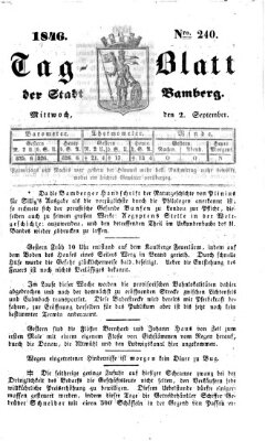 Tag-Blatt der Stadt Bamberg (Bamberger Tagblatt) Mittwoch 2. September 1846