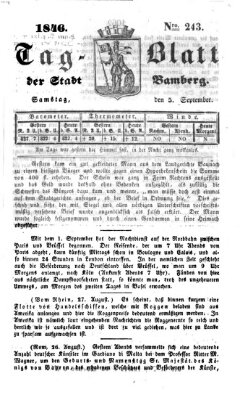 Tag-Blatt der Stadt Bamberg (Bamberger Tagblatt) Samstag 5. September 1846