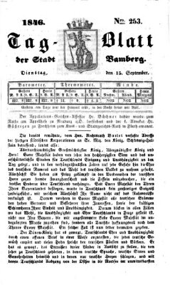 Tag-Blatt der Stadt Bamberg (Bamberger Tagblatt) Dienstag 15. September 1846