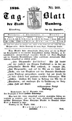 Tag-Blatt der Stadt Bamberg (Bamberger Tagblatt) Dienstag 22. September 1846