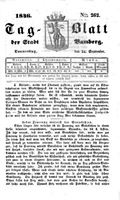 Tag-Blatt der Stadt Bamberg (Bamberger Tagblatt) Donnerstag 24. September 1846