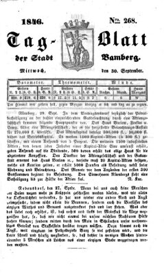 Tag-Blatt der Stadt Bamberg (Bamberger Tagblatt) Mittwoch 30. September 1846