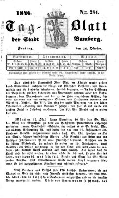 Tag-Blatt der Stadt Bamberg (Bamberger Tagblatt) Freitag 16. Oktober 1846