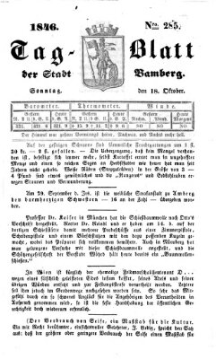 Tag-Blatt der Stadt Bamberg (Bamberger Tagblatt) Sonntag 18. Oktober 1846