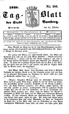 Tag-Blatt der Stadt Bamberg (Bamberger Tagblatt) Mittwoch 21. Oktober 1846