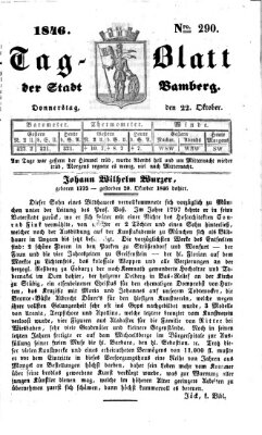 Tag-Blatt der Stadt Bamberg (Bamberger Tagblatt) Donnerstag 22. Oktober 1846