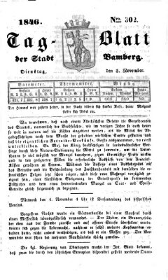 Tag-Blatt der Stadt Bamberg (Bamberger Tagblatt) Dienstag 3. November 1846