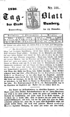 Tag-Blatt der Stadt Bamberg (Bamberger Tagblatt) Donnerstag 12. November 1846