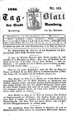 Tag-Blatt der Stadt Bamberg (Bamberger Tagblatt) Dienstag 24. November 1846