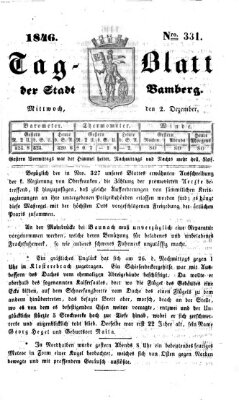 Tag-Blatt der Stadt Bamberg (Bamberger Tagblatt) Mittwoch 2. Dezember 1846