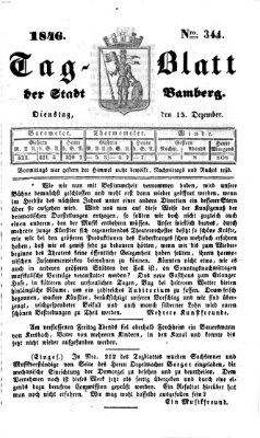 Tag-Blatt der Stadt Bamberg (Bamberger Tagblatt) Dienstag 15. Dezember 1846