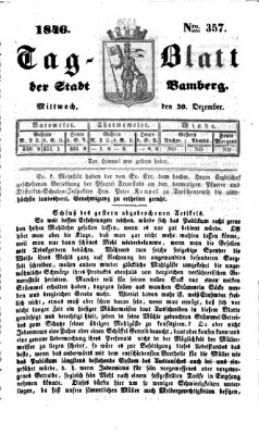 Tag-Blatt der Stadt Bamberg (Bamberger Tagblatt) Mittwoch 30. Dezember 1846