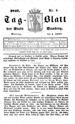 Tag-Blatt der Stadt Bamberg (Bamberger Tagblatt) Montag 4. Januar 1847