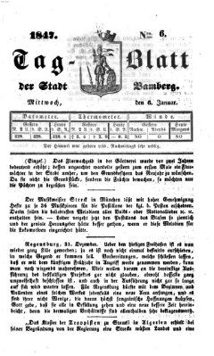 Tag-Blatt der Stadt Bamberg (Bamberger Tagblatt) Mittwoch 6. Januar 1847