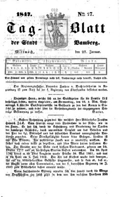 Tag-Blatt der Stadt Bamberg (Bamberger Tagblatt) Mittwoch 27. Januar 1847