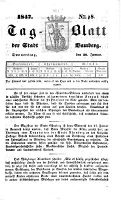 Tag-Blatt der Stadt Bamberg (Bamberger Tagblatt) Donnerstag 28. Januar 1847