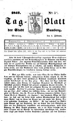 Tag-Blatt der Stadt Bamberg (Bamberger Tagblatt) Montag 1. Februar 1847