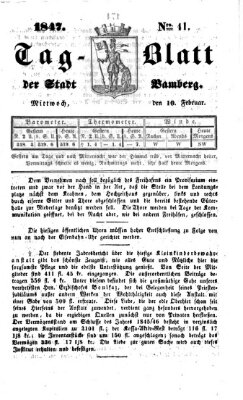 Tag-Blatt der Stadt Bamberg (Bamberger Tagblatt) Mittwoch 10. Februar 1847