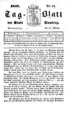 Tag-Blatt der Stadt Bamberg (Bamberger Tagblatt) Donnerstag 11. Februar 1847